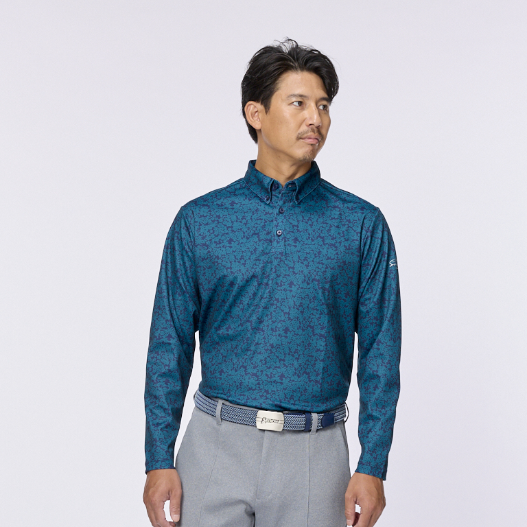 フラワープリント 長袖 B.D.シャツ SMS5305【Adaptive style